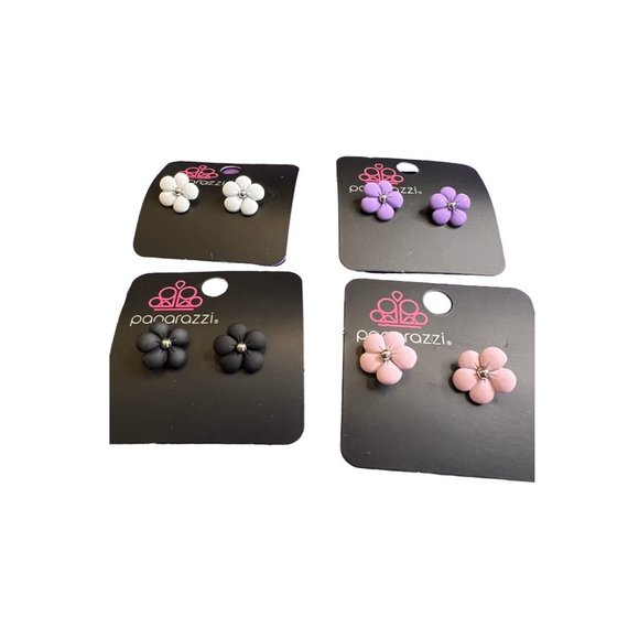 Paparazzi - Flower Earrings - Rhinestone Center - Multiple Colors Available - Picture 2 of 6